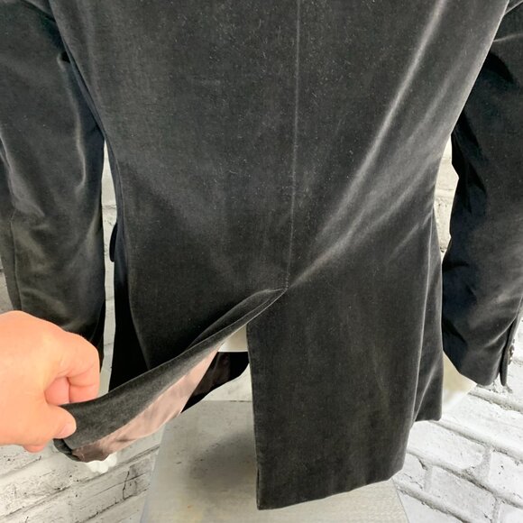 Banana Republic Velvet Blazer Sport Coat Mens 40S Black Tailored Fit Two Button - Picture 6 of 16